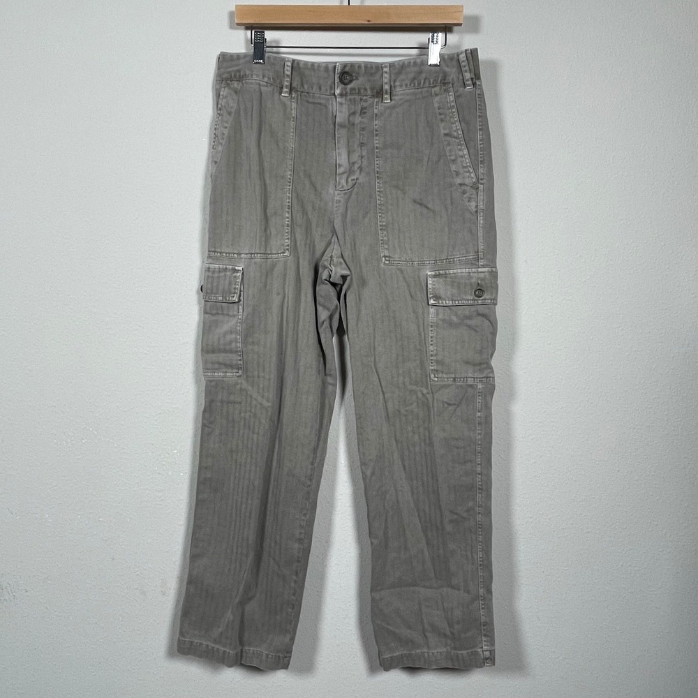 James Perse Cargo Pants Women 3 Taupe Herringbone Cotton Gorpcore Utility